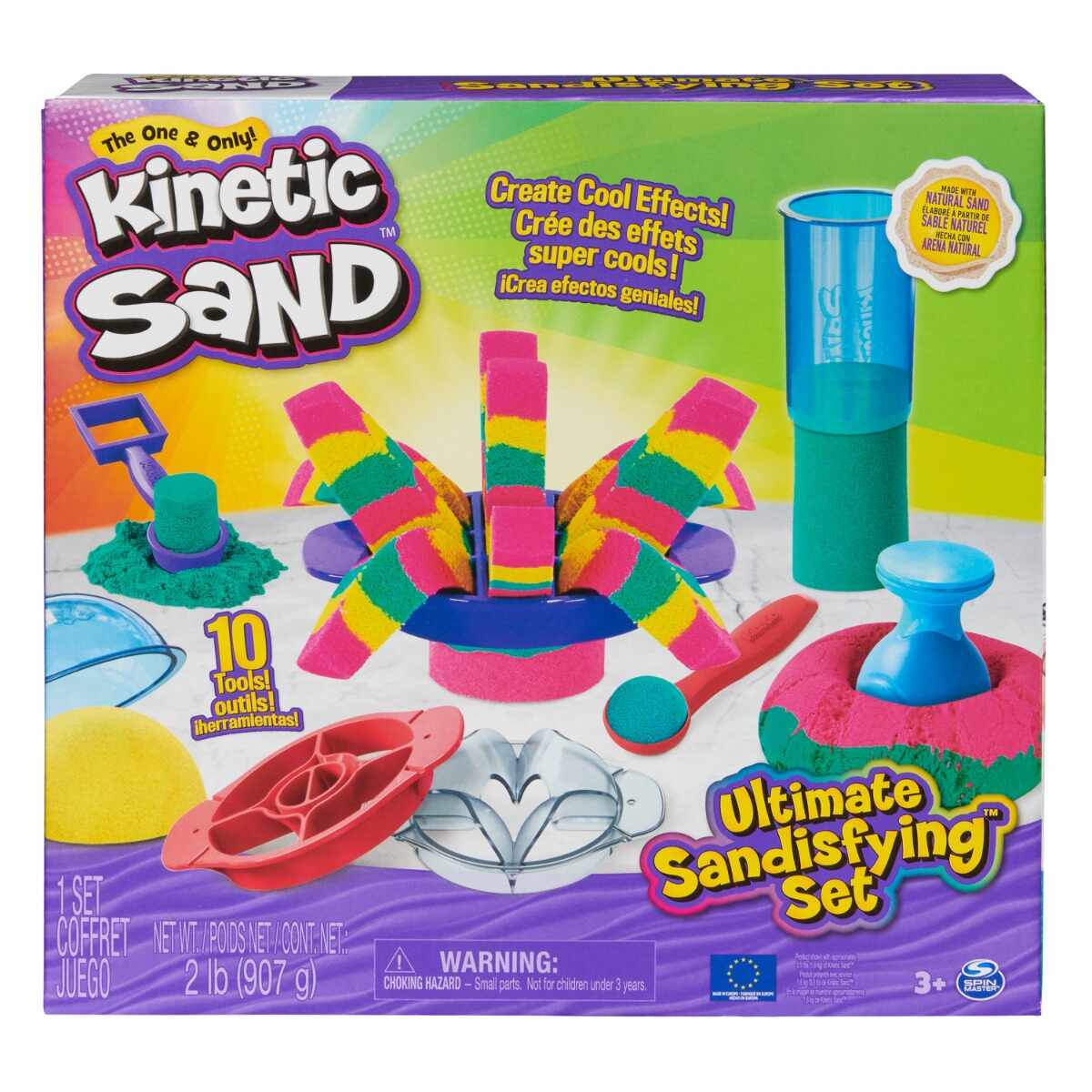 Set de joaca cu nisip si 10 forme de modelat, Kinetic Sand, 20142634