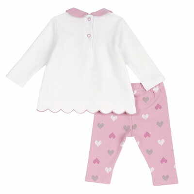 Costum copii Chicco, bluza si colanti, alb cu roz, 75672-65MFCO