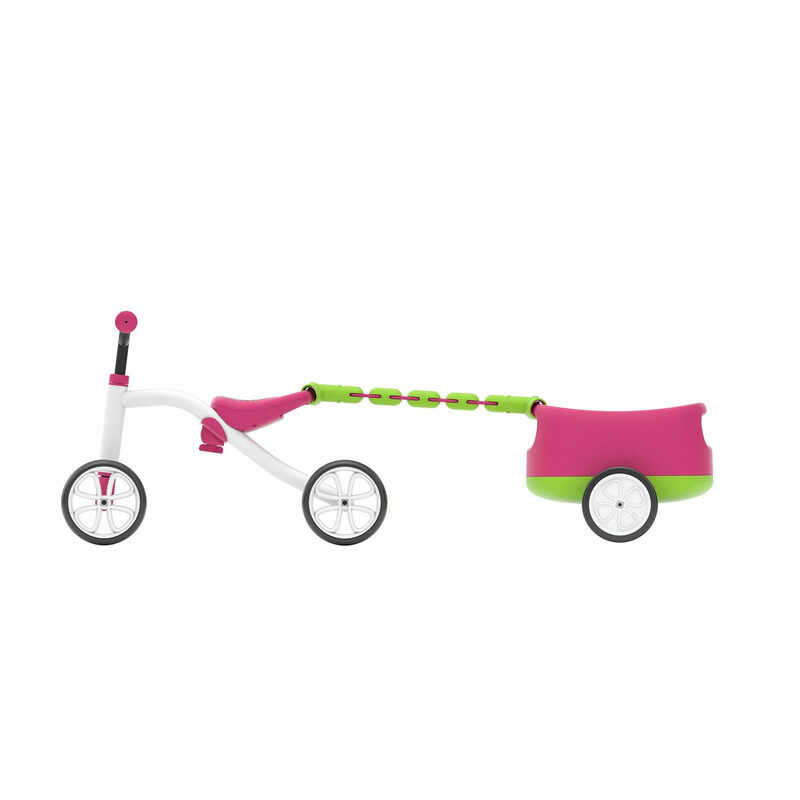 Tricicleta usoara Chillafish RideOn Quadie cu remorca Pink