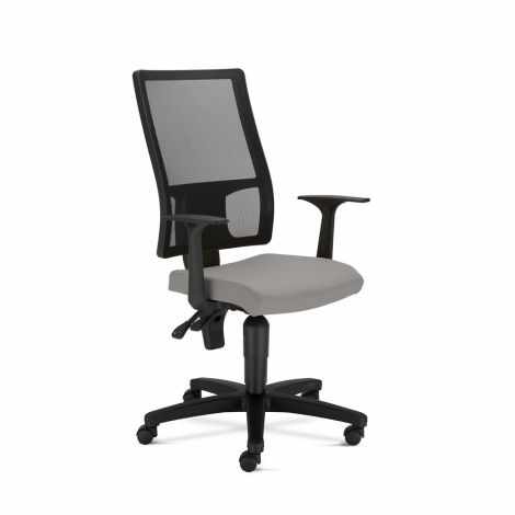 Scaun ergonomic rotativ de birou, spatar plasa, gri cu negru