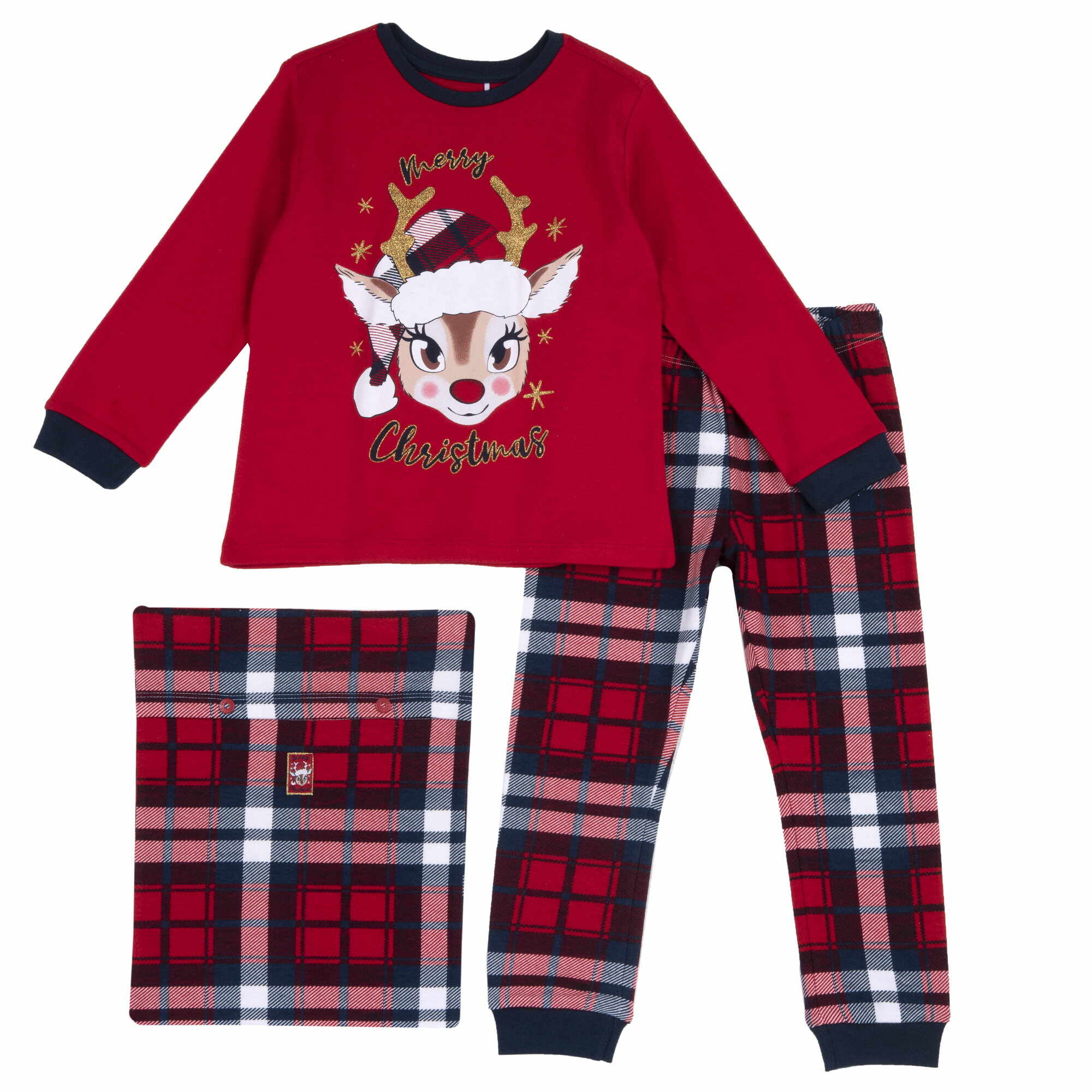Set pijama fetite Chicco pentru Craciun, Rosu, 31450-65MC