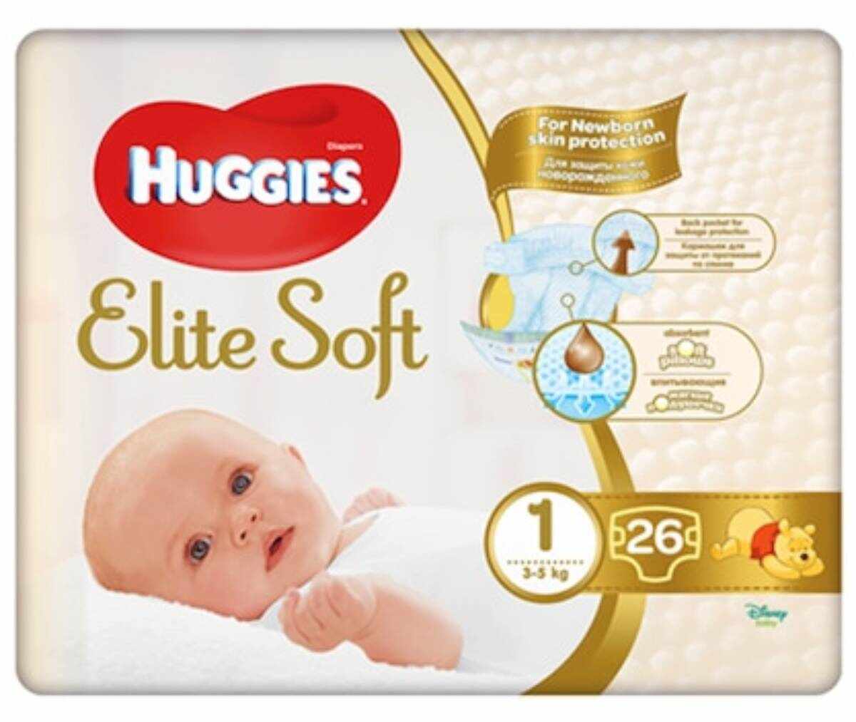 Scutece Huggies Elite Soft Convi, Nr 1, 3-5 kg, 26 buc