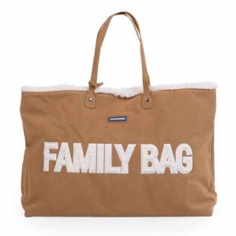 Geanta Childhome Family Bag, aspect piele intoarsa Bej