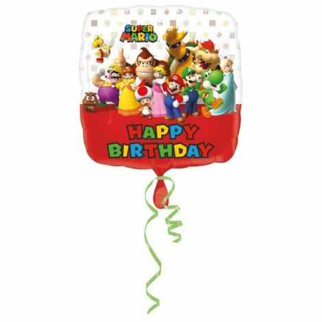 Balon folie happy birthday super mario 45 cm
