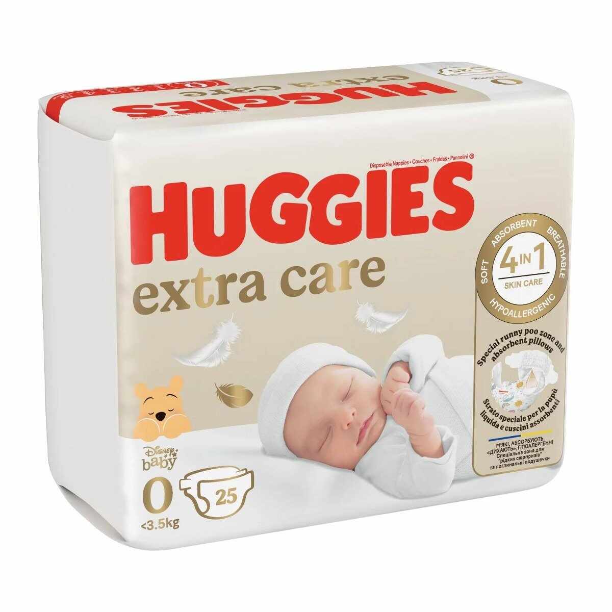 Scutece Huggies, Extra Care Convi, Nr 0, 3-5 kg, 25 buc