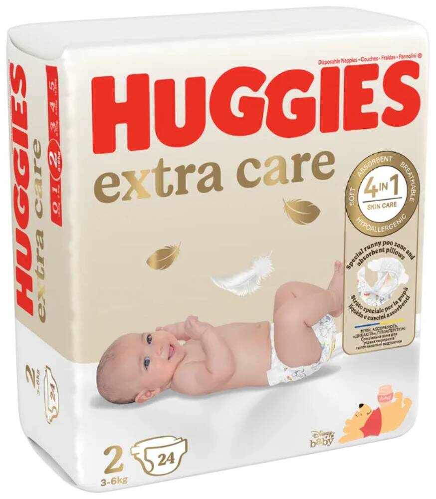 Scutece Huggies, Extra Care Convi, Nr 2, 3-6 kg, 24 buc
