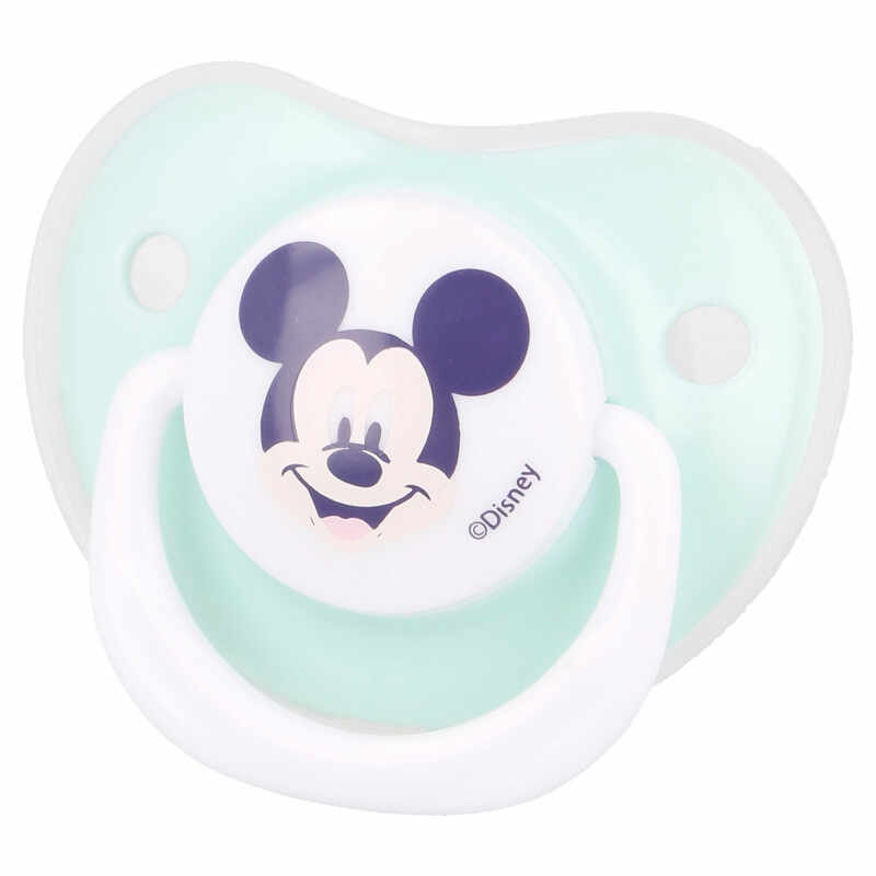 Set 2 suzete ortodontice Disney Mickey din silicon cu capac de protectie 0-6 luni
