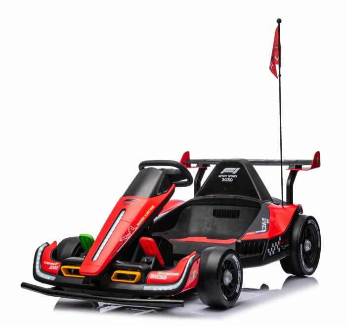 Masinuta-Kart electric pentru copii 3-11 ani, Racing F1 500W 24V, telecomanda, culoare rosie
