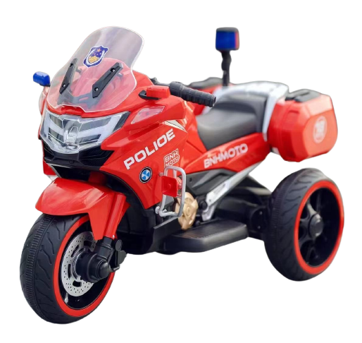 Motocicleta cu 3 roti, Kinderauto POLICE BJML5188 60W, 6V cu scaun tapitat, culoare rosu