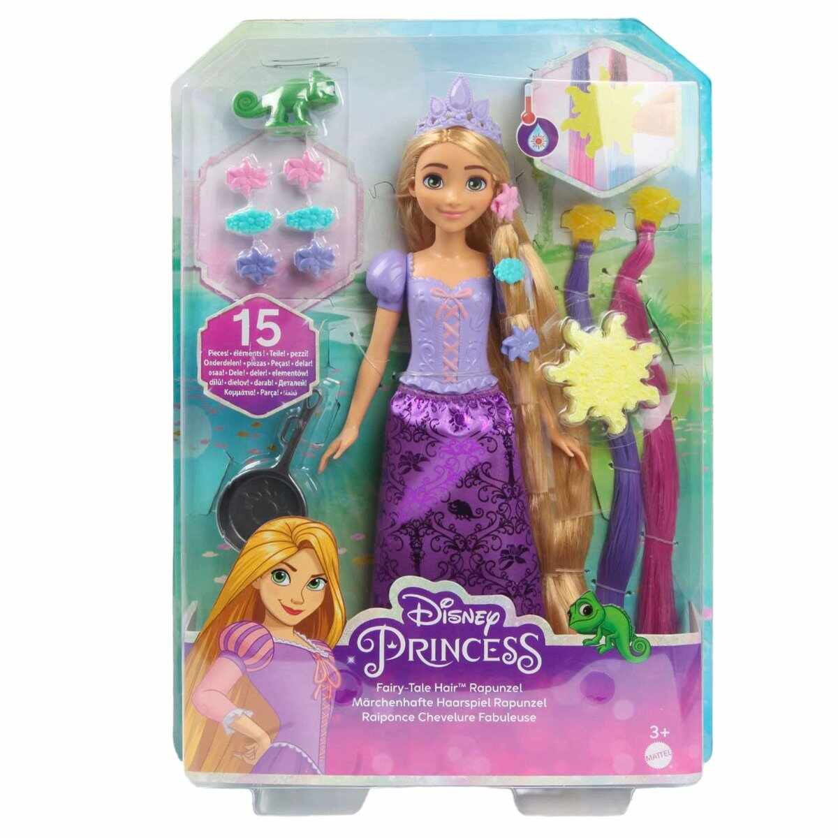 Papusa cu accesorii pentru par, Disney Princess, Rapunzel, HLW18