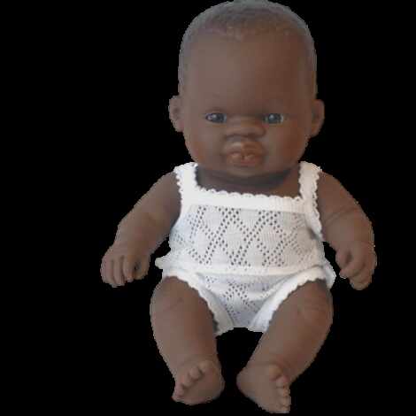 Miniland - Baby african (fata) Papusa 21cm