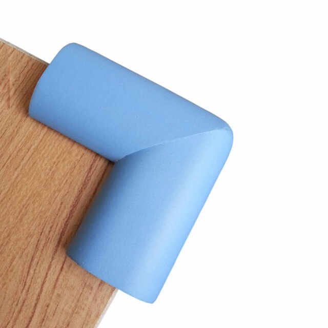 Set 4 bucati groase protectii colturi mobilier, 3.5x1.2x5.5 cm, Albastru