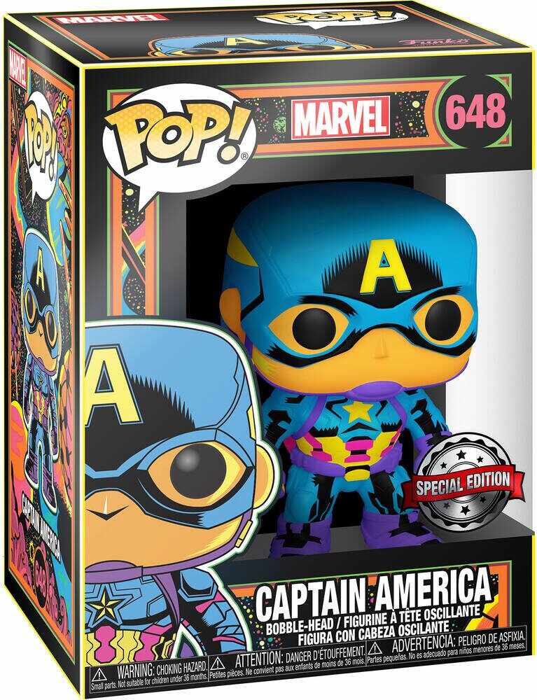 Figurina - Black Light - Marvel - Captain America | Funko