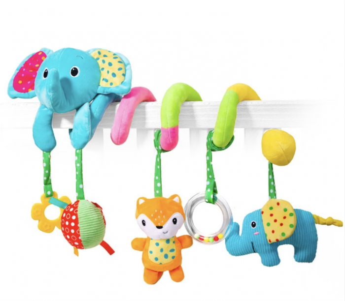 Jucarie bebe zornaitoare Elefant pentru patut, carucior, multicolor