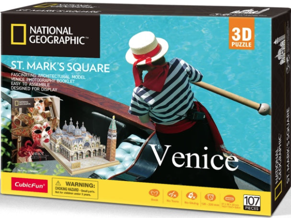 Puzzle 3D+ brosura - 107 piese - Piata San Marco | CubicFun