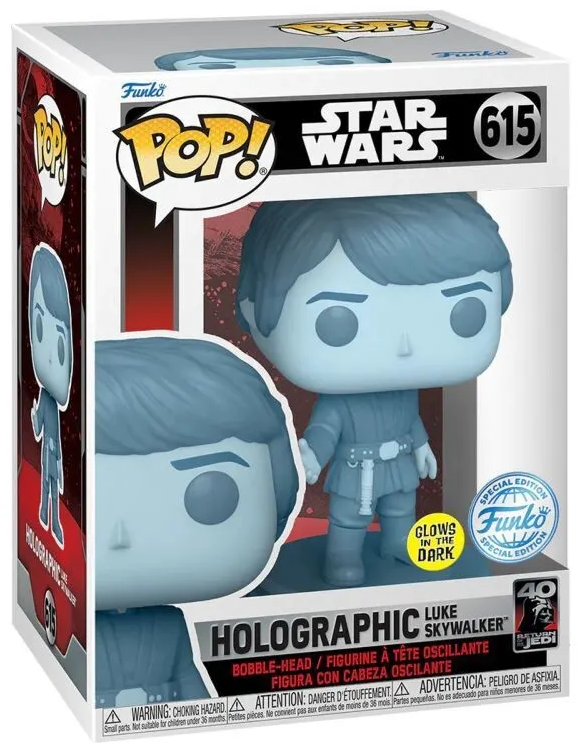 Figurina - Glow in the Dark - Star Wars - Holographic Luke Skywalker | Funko