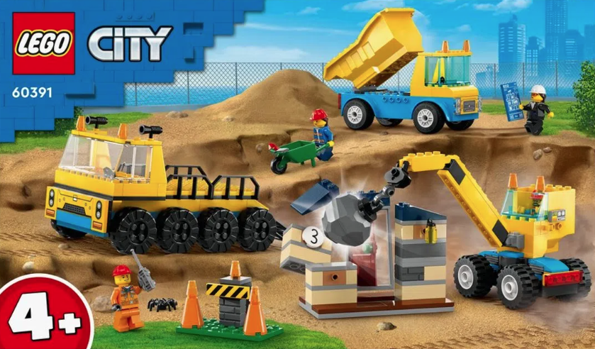 LEGO City - Camioane de constructie si macara cu bila pentru demolari [60391] | LEGO