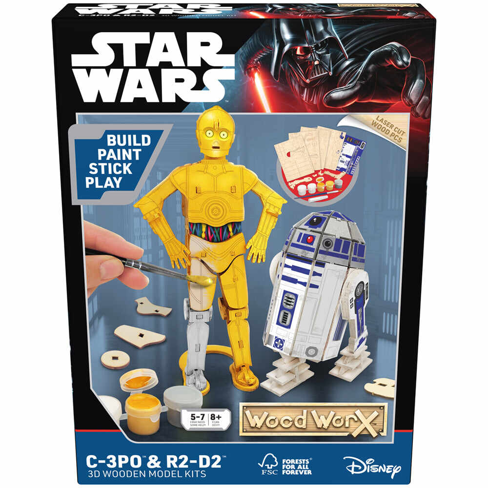 Macheta de asamblat - Star Wars - C-3PO & R2D2 | Wood WorX
