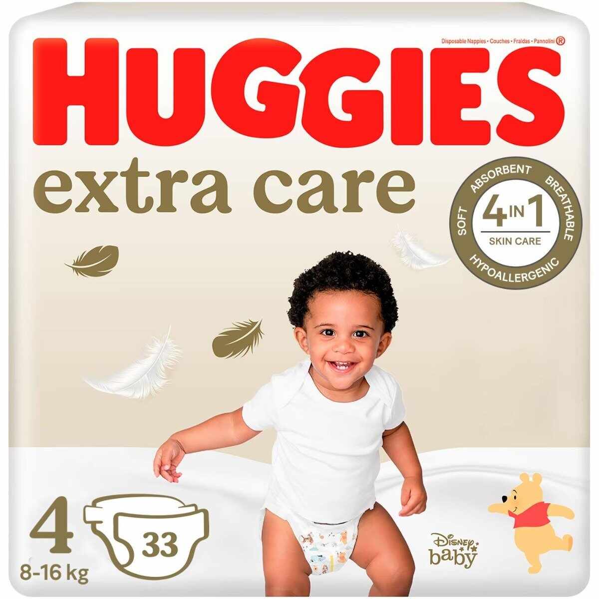 Scutece Huggies, Extra Care Jumbo, Nr 4, 8-16 kg, 33 buc