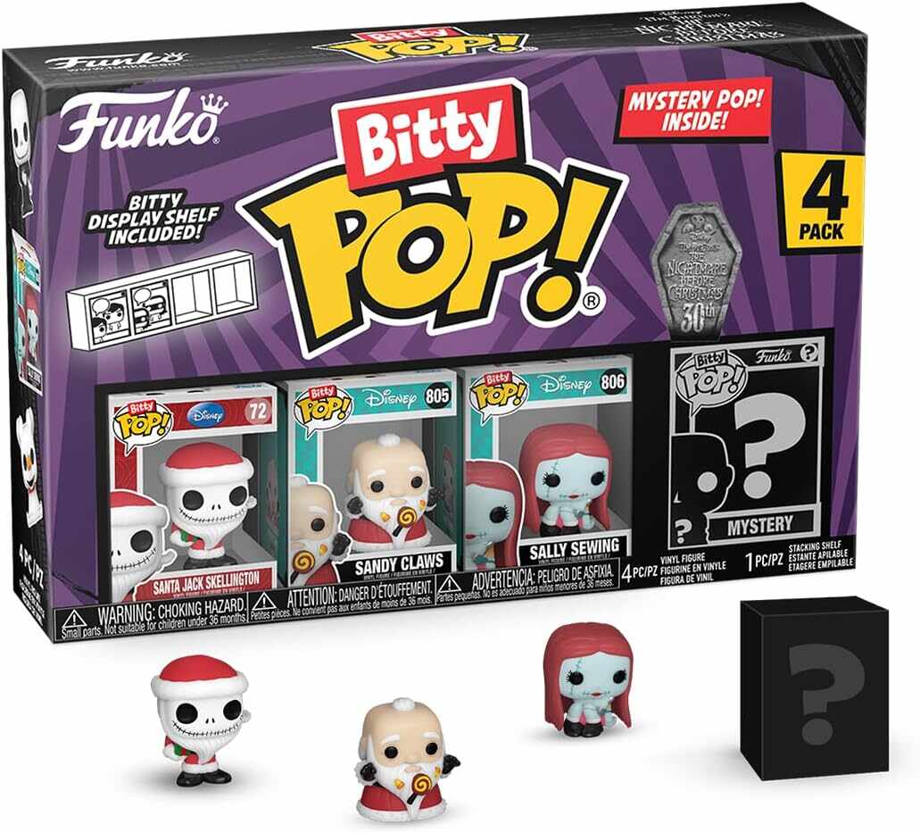 Set 4 figurine - Bitty Pop! The Nightmare Before Christmas: Santa Jack Skellington | Funko