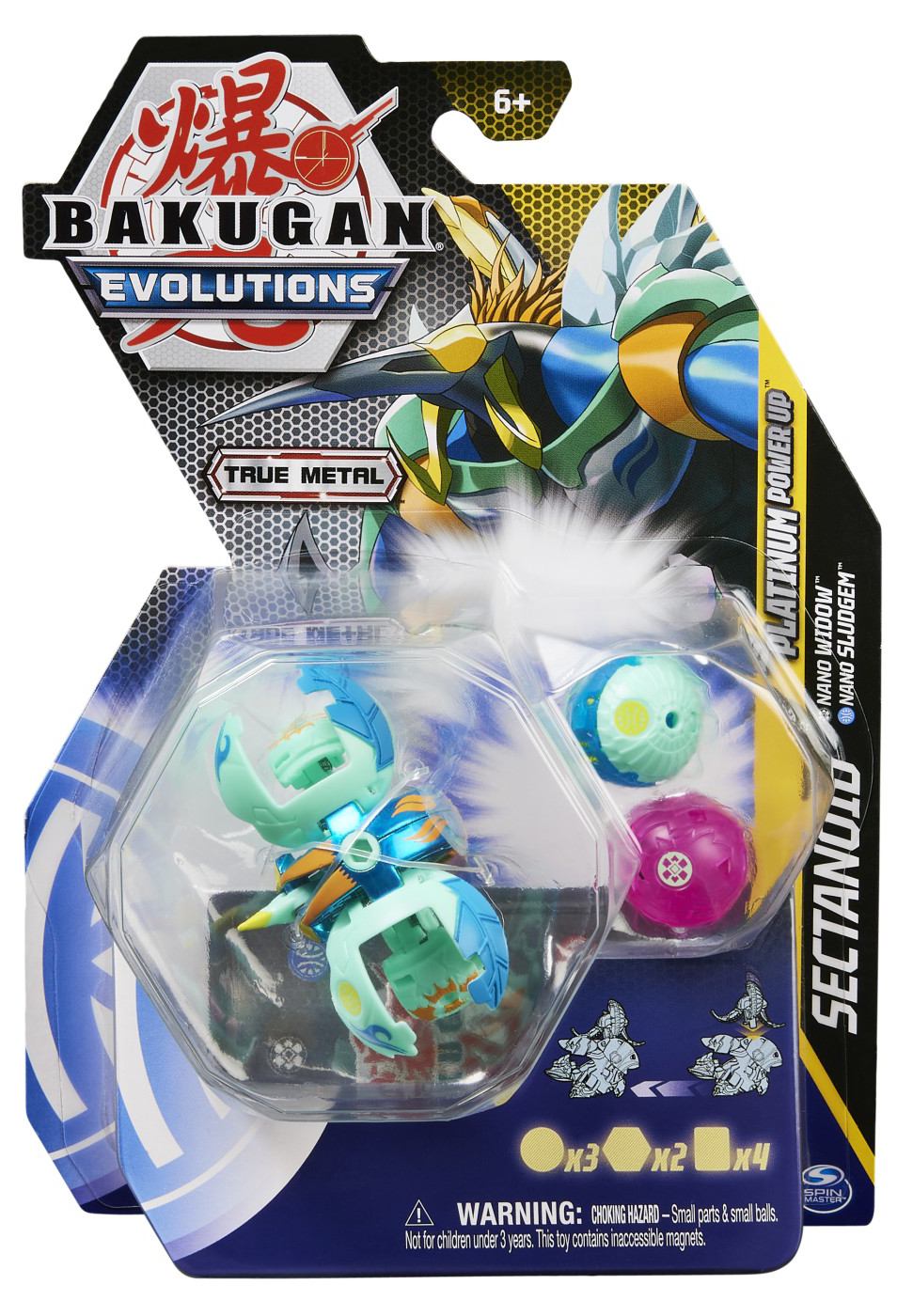 Set 3 jucarii - Bakugan Evolutions S4 - Platinum Powerup - Sectanoid, Nano Widow si Nano Sludgem | Spin Master