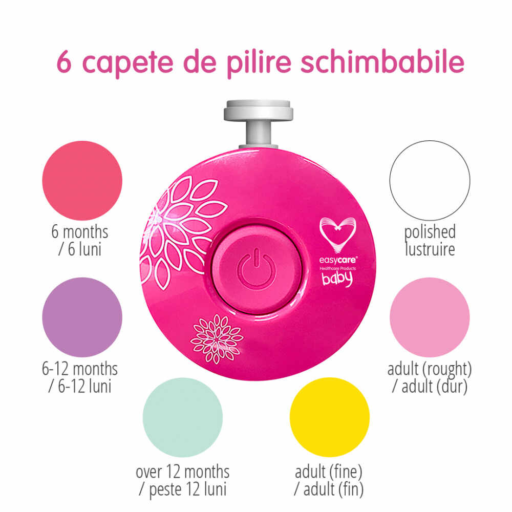 Pila electrica de unghii Easyare Baby pentru bebelusi copii si mamici roz