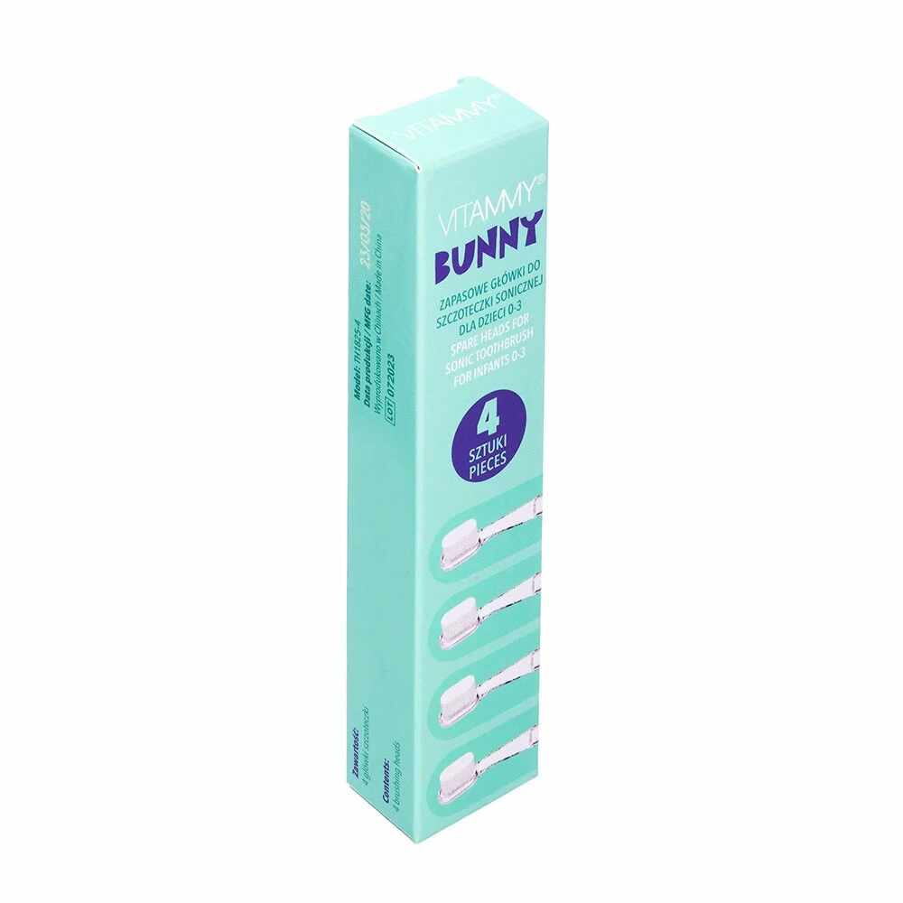 Set 4 rezerve periuta de dinti Vitammy Bunny fibre nano alb