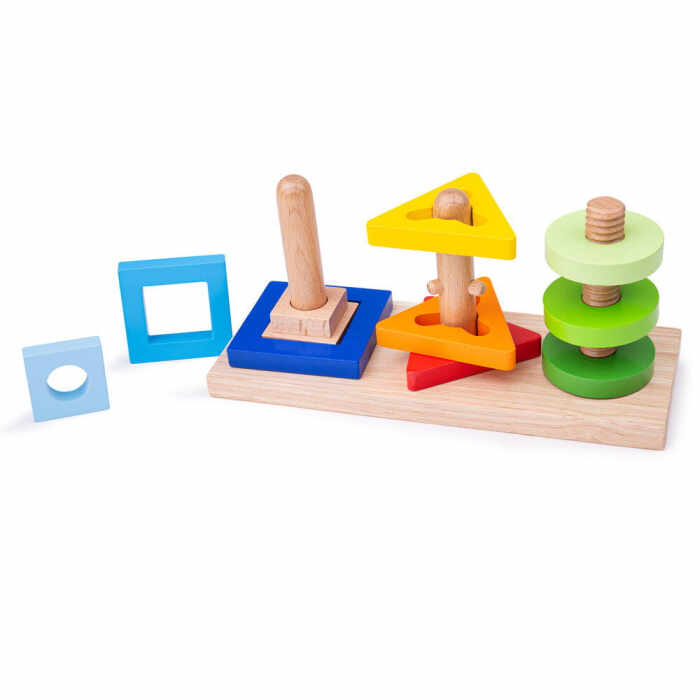 Joc de potrivire - 3 forme geometrice, BIGJIGS Toys, 2-3 ani +