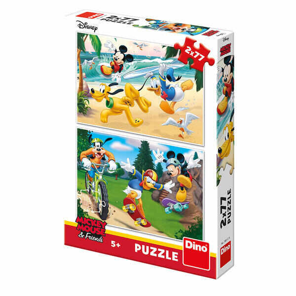 Puzzle 2 in 1 - Mickey campionul (77 piese), Dino, 4-5 ani +