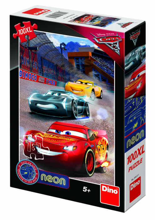Puzzle Cars 3 Neon - 100XL, Dino, 4-5 ani +