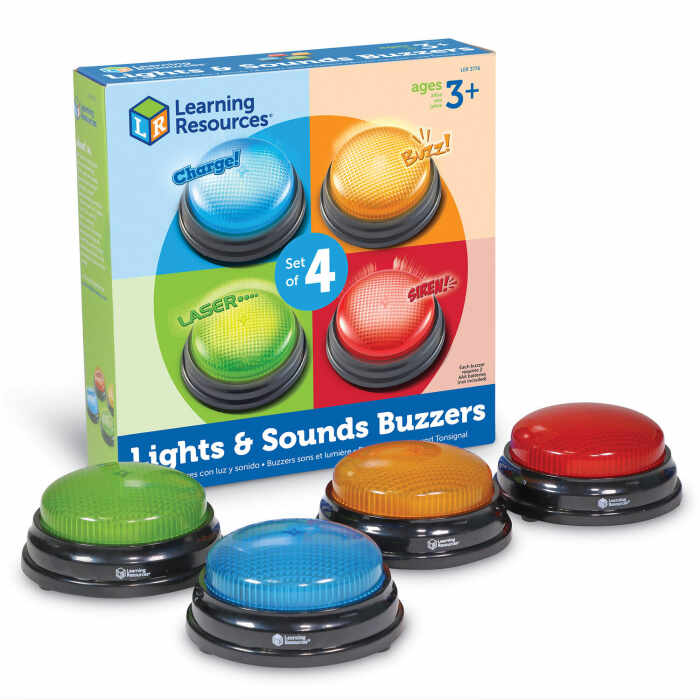 Sonerii cu lumini si sunete pentru raspuns - set 4 buc, Learning Resources, 2-3 ani +