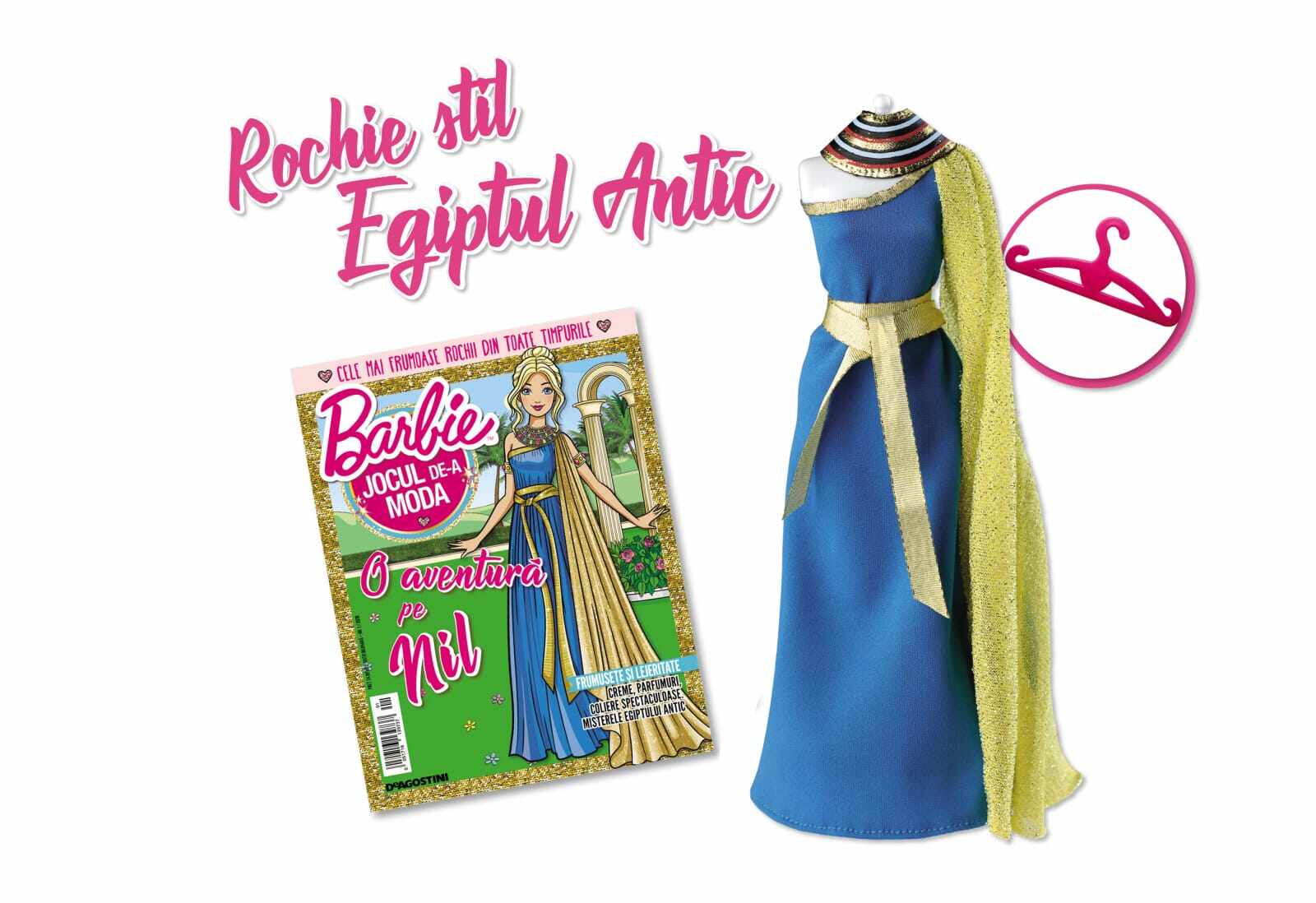 Colectia Barbie Jocul de-a Moda - Nr. 01 - Rochie stil Egiptul Antic, DeAgostini, 2-3 ani +