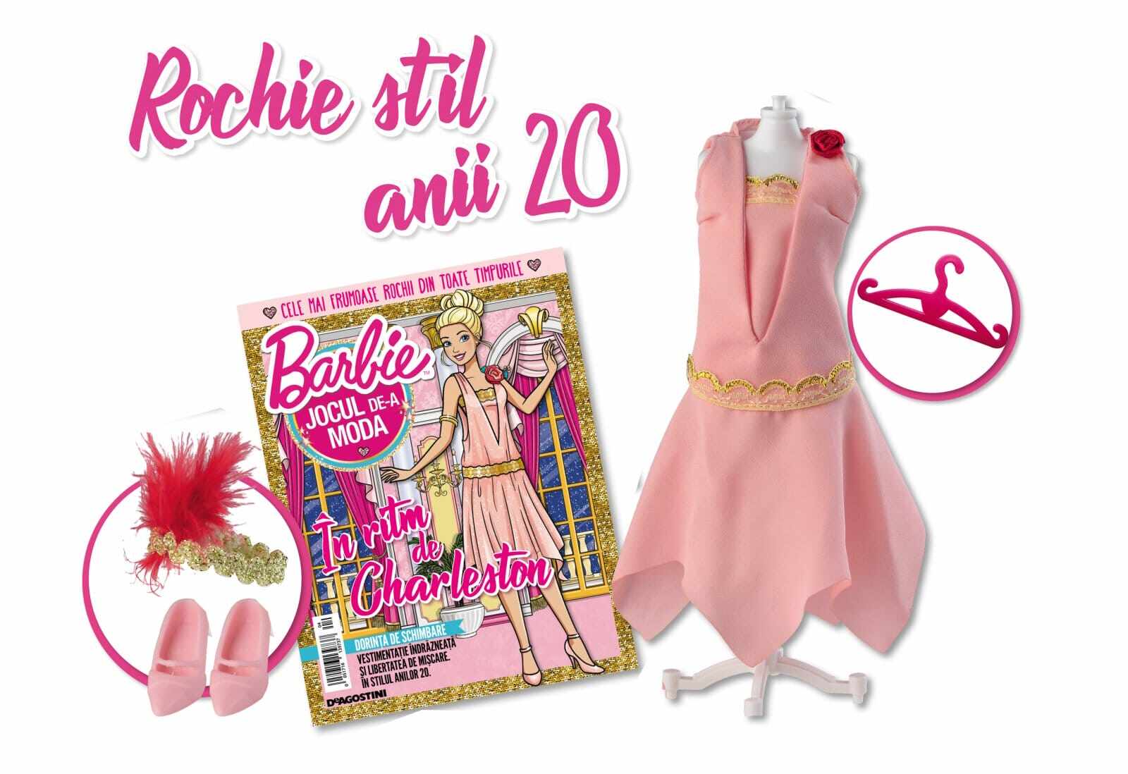 Colectia Barbie Jocul de-a Moda - Nr. 04 - Rochie stil anii 20, DeAgostini, 2-3 ani +