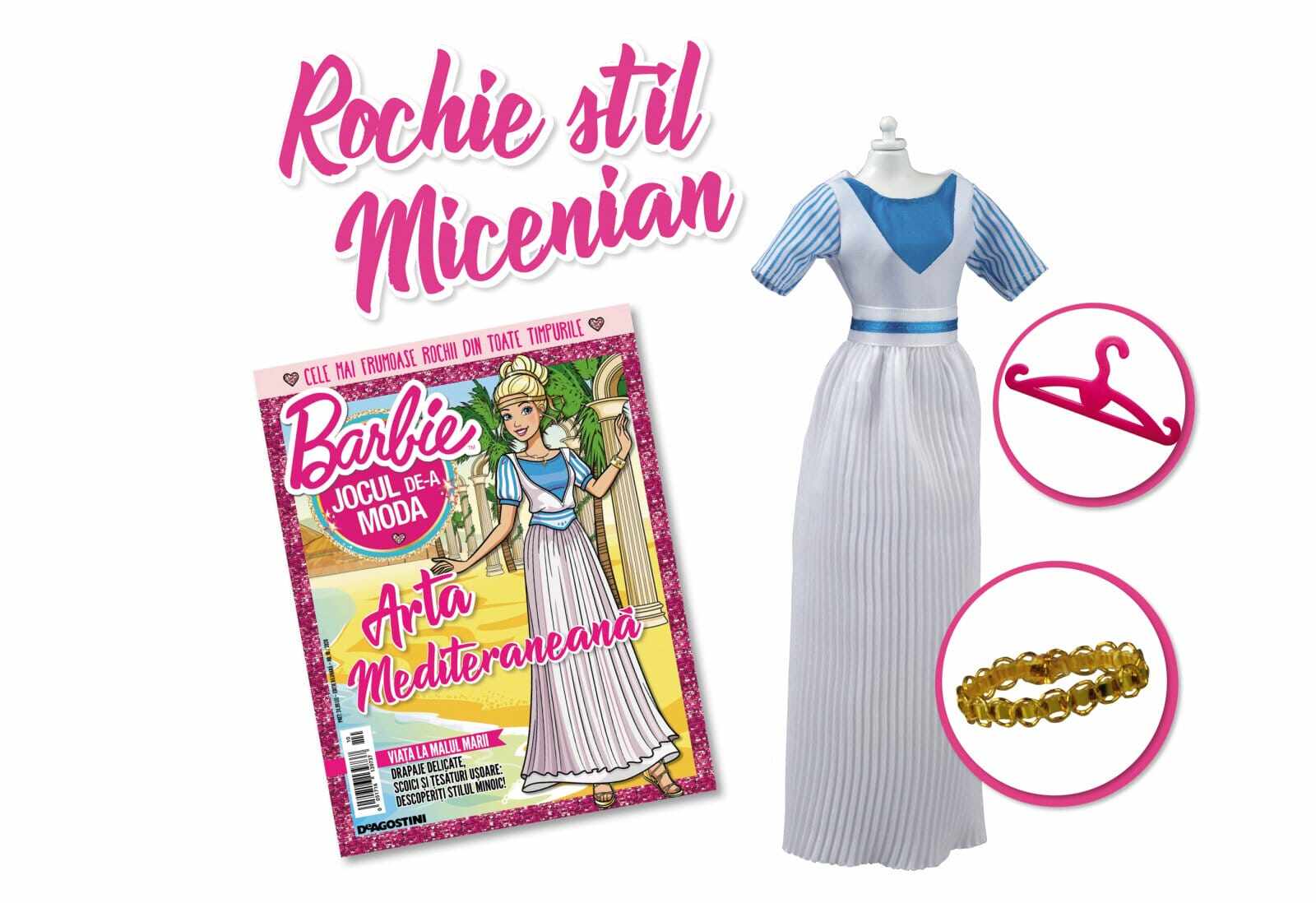 Colectia Barbie Jocul de-a Moda - Nr. 10 - Rochie stil micenian, DeAgostini, 2-3 ani +