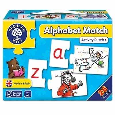 Joc educativ - puzzle in limba engleza Invata alfabetul prin asociere ALPHABET MATCH, Orchard Toys, 4-5 ani +