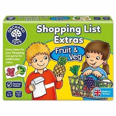 Joc educativ in limba engleza Lista de cumparaturi Fructe si legume, Orchard Toys, 2-3 ani +