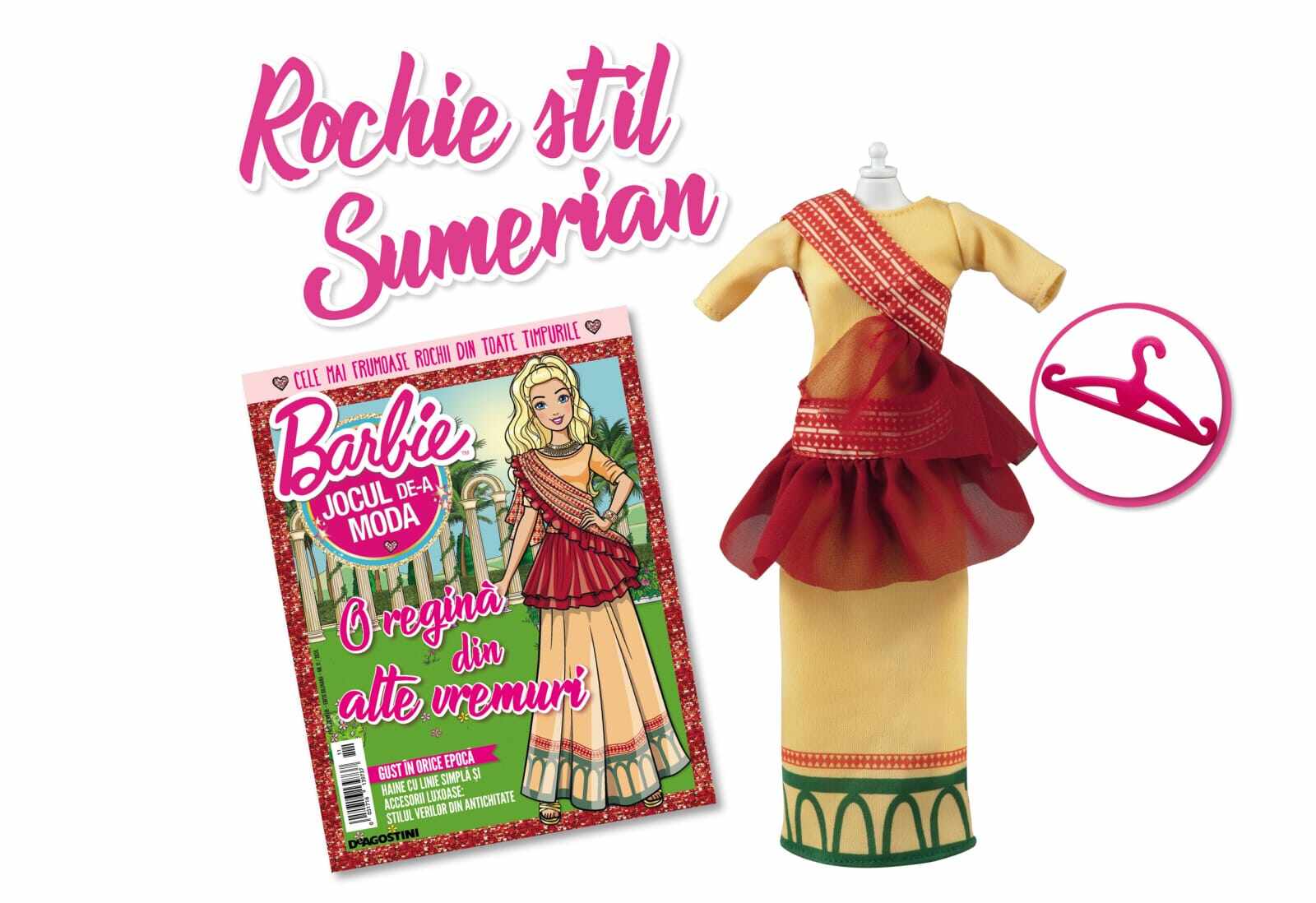 Colectia Barbie Jocul de-a Moda - Nr. 11 - Rochie stil sumerian, DeAgostini, 2-3 ani +