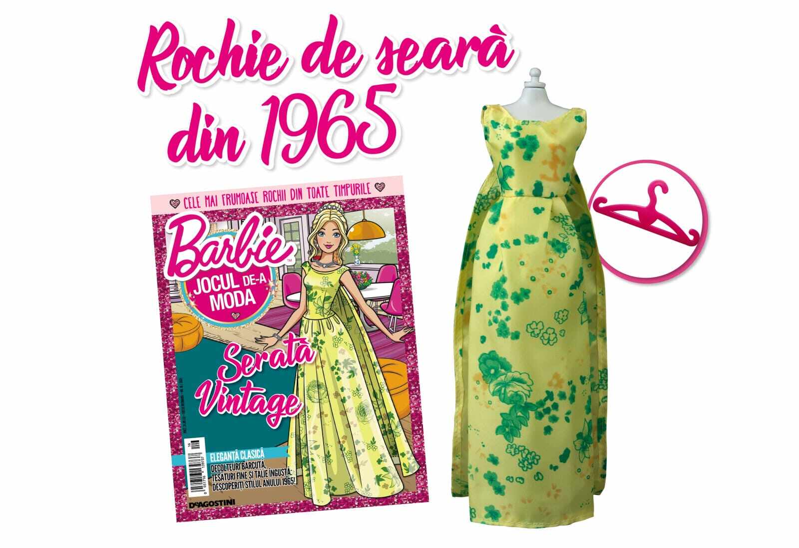 Colectia Barbie Jocul de-a Moda - Nr. 16 - Rochie de seara anii 65, DeAgostini, 2-3 ani +