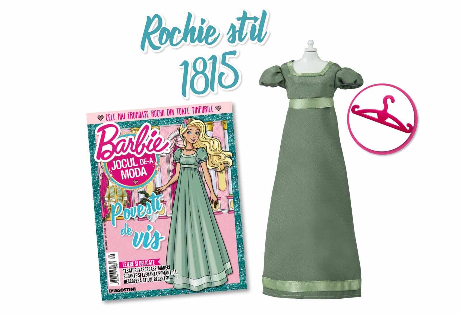 Colectia Barbie Jocul de-a Moda - Nr. 20 - Rochie stil 1815, DeAgostini, 2-3 ani +