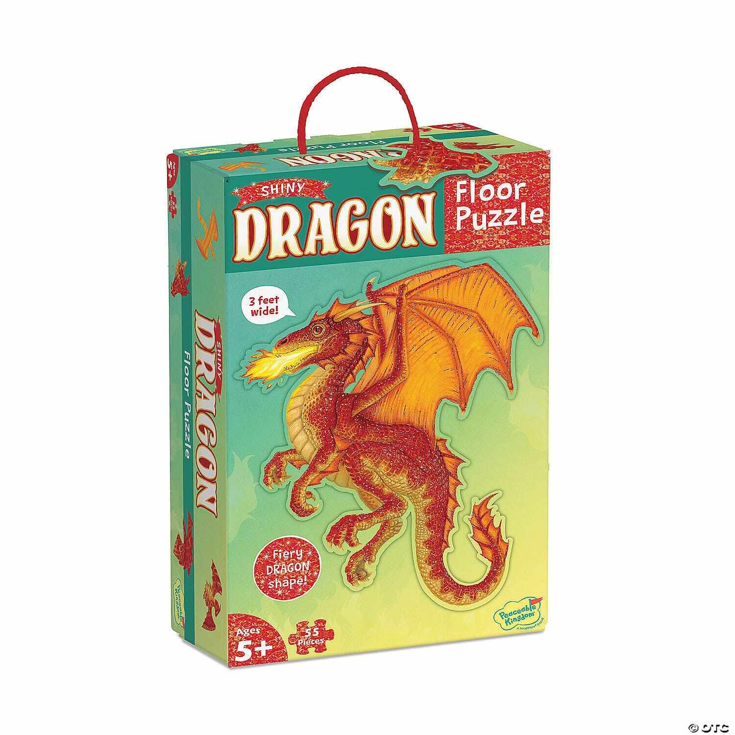 Puzzle de podea in forma de dragon, 55 piese, Peaceable Kingdom, + 5 ani