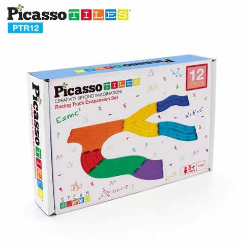 PicassoTiles, Set extesie trasee masini, 12 piese magnetice