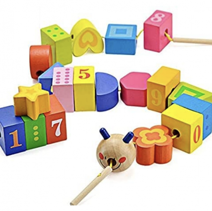 Joc Montessori de snuruit cuburi din lemn, Ursulet