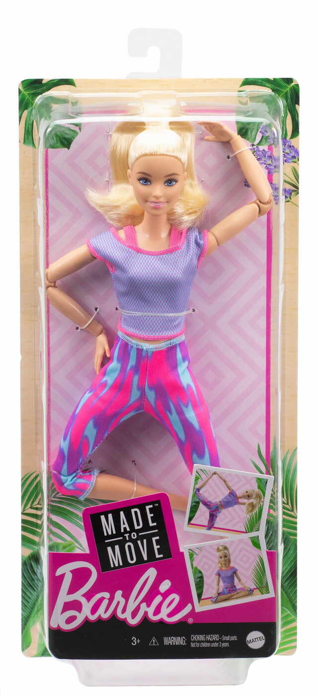 Papusa Barbie Made to move - Barbie blonda cu tinuta roz | Mattel