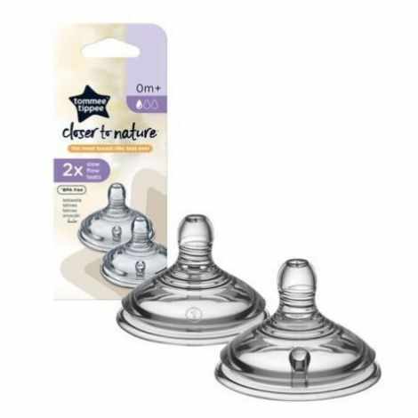 Tetina Tommee Tippee Closer to Nature, flux lent, 0 luni +, 2 buc