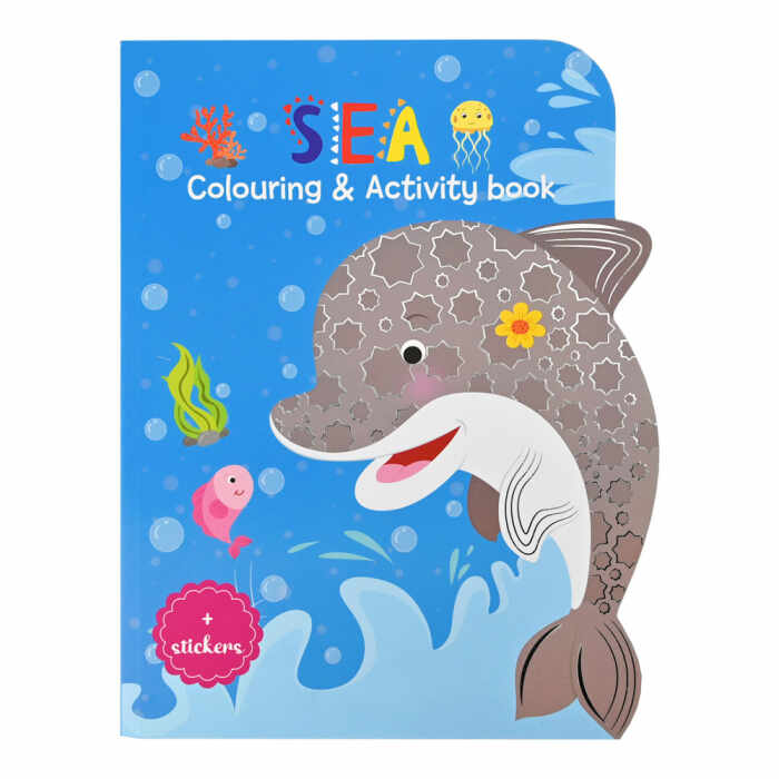 Carte de colorat cu activitati si abtibilduri -animale marine