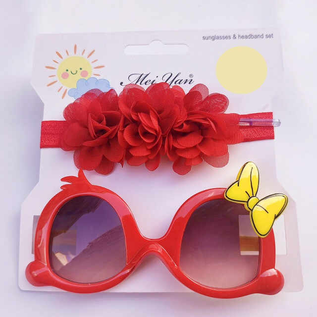 Set rosu bentita si ochelari de soare - Little daisy