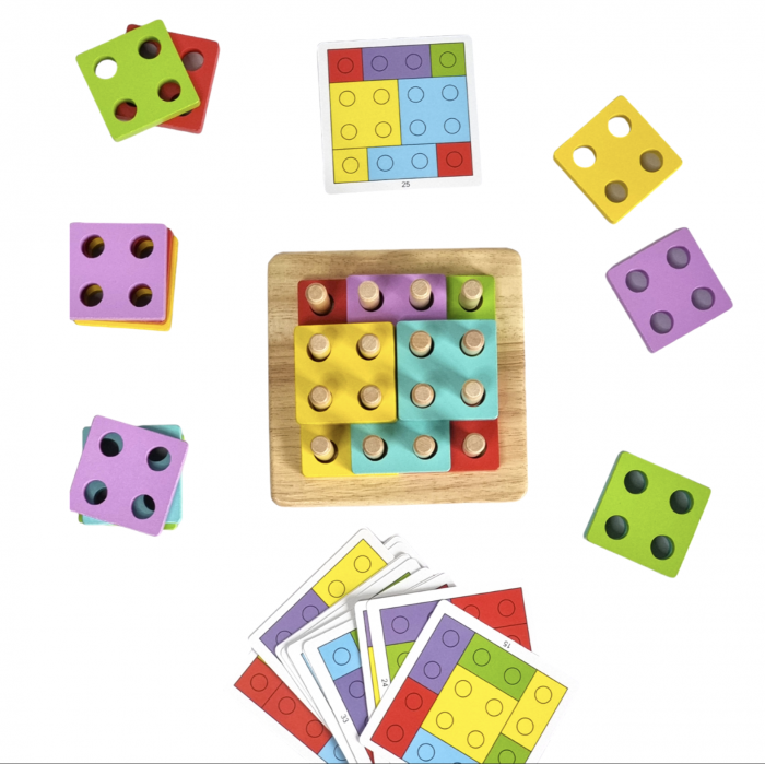 Joc Montessori Coloane sortatoare Full Pastel cu 20 carduri