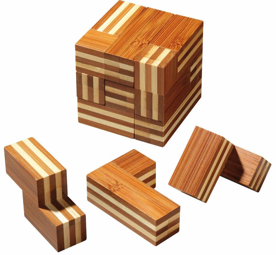 Puzzle 3D Soma Cube, Bambus