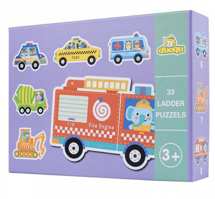 Set 6 Puzzle Vehicule cu 33 piese mari din carton