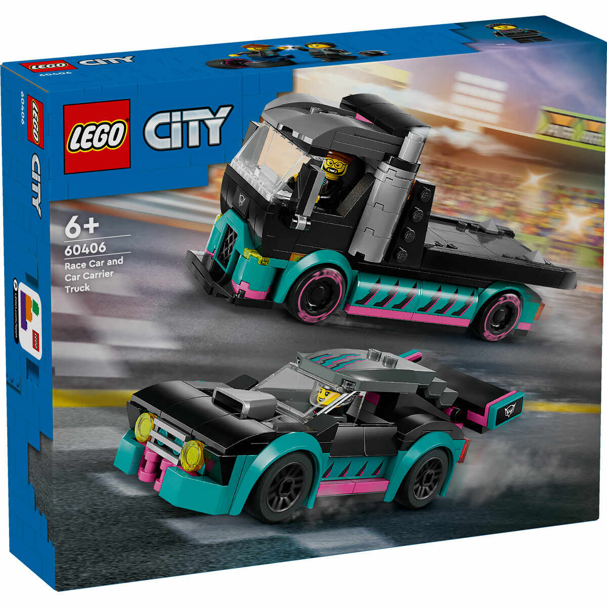 LEGO City - Masina de curse si camion transportator (60406) | LEGO